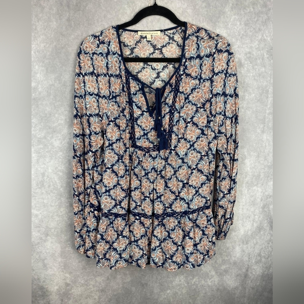 Daniel Rainn Blush Floral Long/ 3/4 Sleeve Women Top Size L